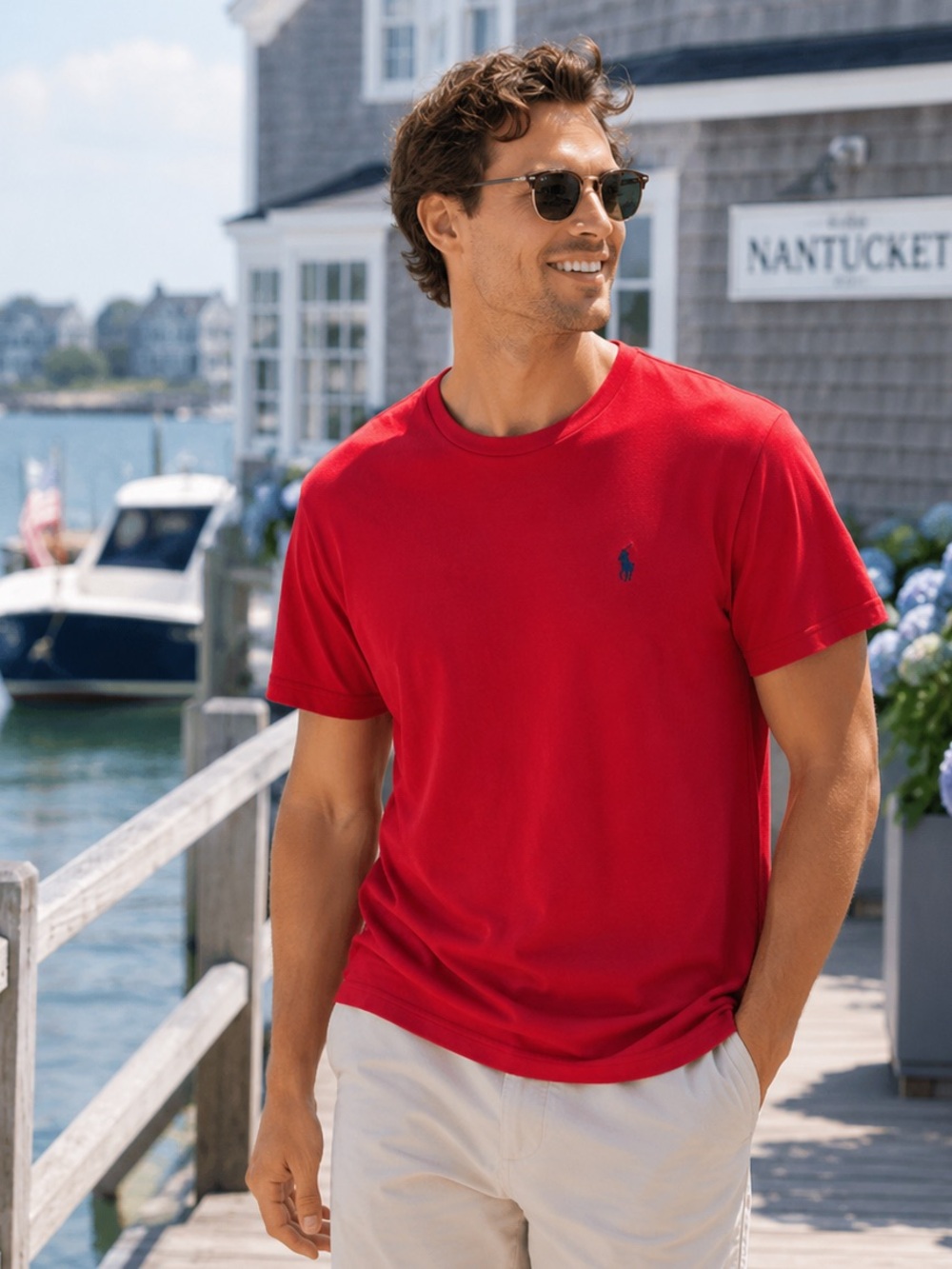 Polo Ralph Lauren Mens Custom Slimâ Fit Red Cotton T-Shirt Small Pony Logo